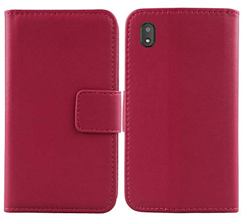 Lankashi Flip Echt Leder Tasche Für Gigaset GS110 6.1 Hülle Lederhülle Handyhülle Handy Tasche Book Brieftasche mit Kartenfächer Schutz Abdeckung Premium Cover Case Etui (Rosa)