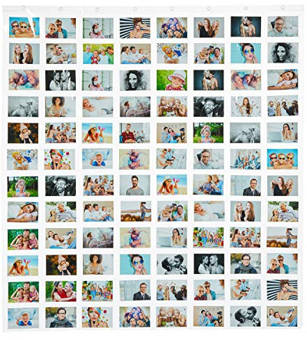 MIK funshopping Kartenvorhang Fotovorhang On Display Collage für Bilder, Fotos und Postkarten, Querformat, Fotowand Fotogalerie Fototaschen Fotohalter Taschenvorhang (96 Fotos 10 x 15 cm)