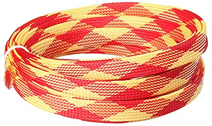 Othmro 5m/16.4ft PET erweiterbar Geflecht Kabel Sleeving Flexible Wire Mesh Sleeve Rot Gelb