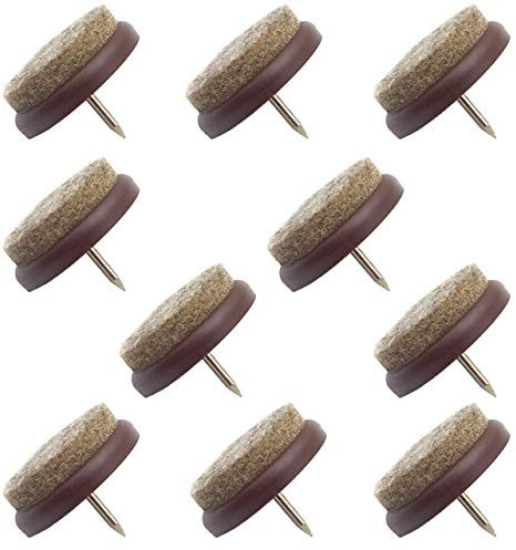 Enkotrade Möbelgleiter mit Filz 10 Stück Braun, Ø 20 mm, Filzgleiter Stuhlgleiter Filzgleiter Bodenschutz Bodenschongleiter