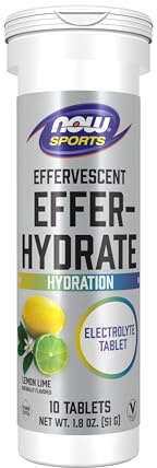 NOW Foods Sports Nutrition, Effervescent Effer-Hydrate, Electrolyte Supplement, Recovery*, Lemon Lime, 10 Tablets