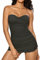 DOBREVA Damen Bandeau Bademode - Einteiler Halfter Slim Badeanzug Mit Röckchen Dunkle Olive 48