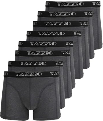 Tazzio Herren Boxershorts BS1000 – 8er Pack Basic Unterhosen Baumwolle – Bequeme Retroshorts mit Komfortbund | Atmungsaktive Männer Unterwäsche in Anthrazit – Größe S