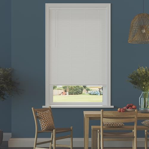 Cordless Room Darkening Mini Blinds for Indoor Windows - 18 W x 36 L - White, Over 1,400 Custom Sizes Starting at 9.97, 1 Vinyl Slats, Horizontal Window Blinds by Lumino
