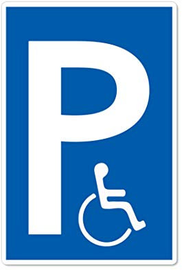 Cartel de aparcamiento para discapacitados, 20 x 30 cm, de estable placa de espuma de PVC de 3 mm, para los conductores de sillas de ruedas, solo con tarjeta de identificación con protección UV