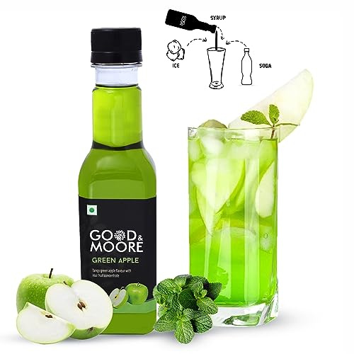 GOOD&MOORE Green Apple Syrup 750ml | Premium Concentrated Mixer for Cocktails, Mocktails, Sodas, Iced Teas, Juices & Beverages | Ready to Mix | Refreshing Flavor