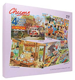 Chums Jigsaw Puzzles Days of Our Youth 4 x 1000 Piece Set Nostalgic Scenes by Trevor Mitchell Multi-Pack Durable Quality Sustainable Puzzle for Adults Multi