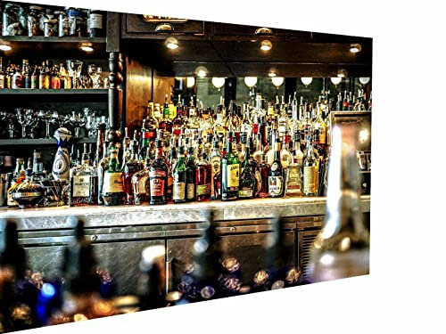 Magic Canvas Art - Bilder Bar Barkeeper Restarant Party Alkohol einwandbild 1- teilig Hochwertiger Kunstdruck modern Wandbilder Wanddekoration Design Wand Bild, Größe: 60x 40 cm