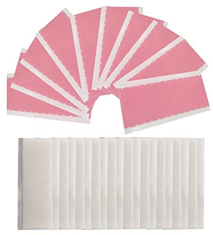 Hair Extension Tape Tabs - 240 Pcs Double Sided Adhesive Human Hair Tape Waterproof Wig Tape and Toupee Tape for Replacement (White+Pink, 4 x 0.8 cm)