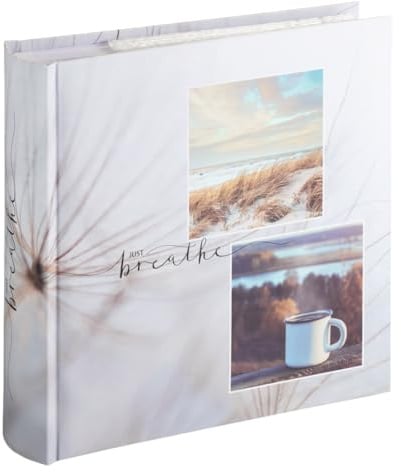 Hama Fotoalbum Relax mit Memo (Erinnerungsalbum, Urlaub, Geburtstag, 22 x 22,5 cm, 100 Seiten mit H?llen f?r 200 Fotos 10 x 15 cm, Memozone und SD-Karte) mehrfarbig/Breathe
