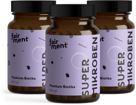 fairment SuperMikroben® Bakterien Stämme 3 MRD KBE/Tagesdosis, mit Zink, vegan, histamin-freundlich und hochdosiert, 60 Kapseln aus Deutschland - (3 Gläser)