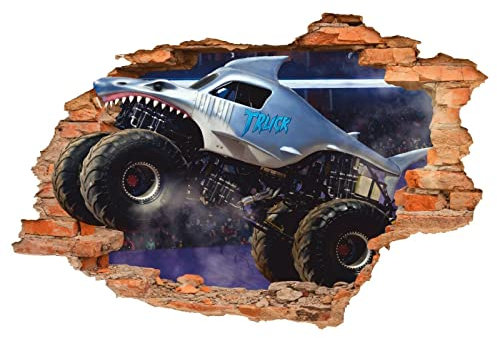 Monster Truck Wandtattoo, Big Truck Wandtattoo, Wand-Dekor, Shark Truck, Rennen