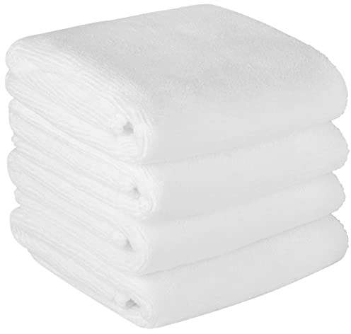 BW&HM Mikrofaser Gesicht Reinigungstücher Make-Up Entferner Tuch Abschminktücher 4 Stück 30cm x 30 cm Weiß