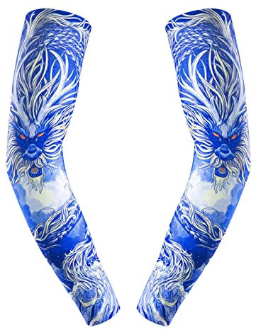 iSpchen Manchettes De Bras Homme, 2pcs Manchettes De Bras Manches De Bras Refroidissement Soleil Bras Manches Glacé Sun Uv Protection Tatouages Manches Respirant Pour Conduite Cyclisme Jogging