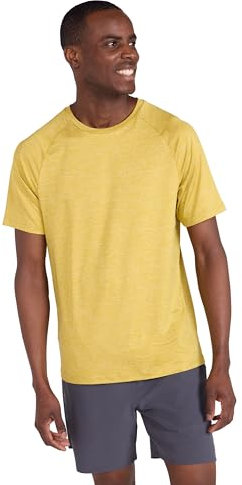 Mountain Warehouse IsoCool Agra Mens Striped Tee - UPF30+ UV Protection T-Shirt, Lightweight Tshirt, Quick Dry, Breathable Top - for Spring Summer Travel Yellow XS
