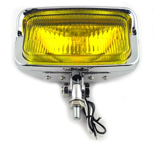 Motorcycle 6.5 *3.5 Vintage Retro Square Visor Headlight Front Headlamp Amber Beam Halogen H3 Bulb For Harley Cafe Racer Chopper Bobber Custom