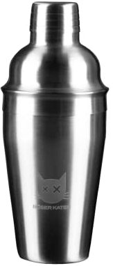BÖSER KATER Cocktail Shaker mit Logo-Gravur 3-teilig | Aus gebürstetem Edelstahl | Perfekt für das Mixen besonderer Cocktails & Drinks
