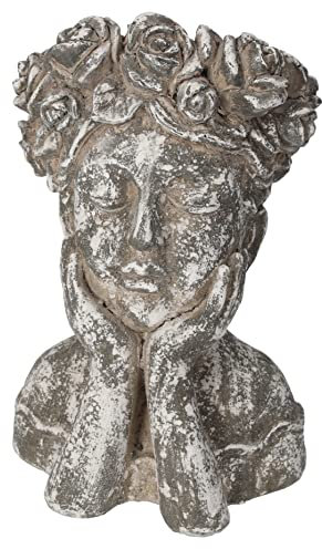 Keyhomestore- Testa Porta Piante, Realizzata in Resina Resistente, Altezza cm 30, Diametro cm 21. Ideale Come soprammobile Decorativo per Interni e Porta Piante e Porta Fiori da Esterno.