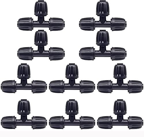 Hydrogarden 10 Piezas en T de Plástico,T Conectores de Púas de Riego por Goteo, Junta de Tubo de Púas para Manguera de PE16mm, para Césped, Jardín Sistema de Riego