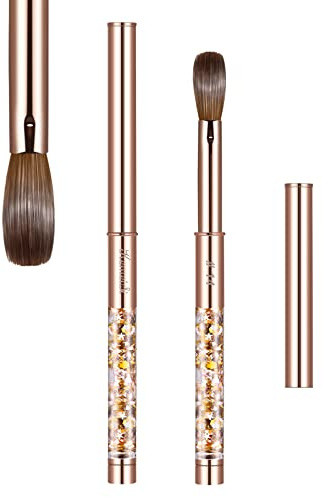 Acrylic Nail Brush Size 14,KEMEISI 100% Pure Kolinsky Nail Art Brushes Sturdy Handle Oval Shaped Acrylic Powder Nail Design Tools for Professional Manicure DIY Home Salon (Gold)