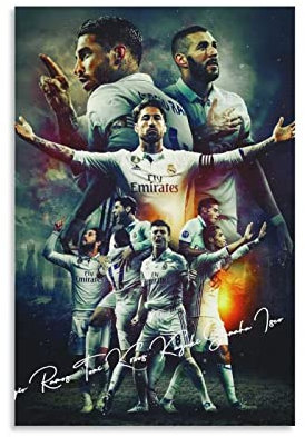 Leinwand Bilder Karim Benzema Sergio Ramos Toni Kroos Leinwand 50x70cm Senza Cornice