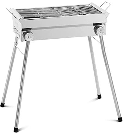 Royal Catering Barbacoa de carbón vegetal plegable, 43 x 25 cm, acero inoxidable, plástico y acero (galvanizado)