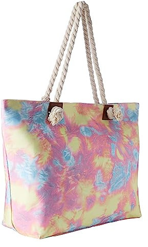 DonDon große Strandtasche XXL mit Reißverschluss - Umhängetasche Damen - große Badetasche für Urlaub vielseitige Shopper Tasche Damen für Strand Urlaub Must Haves Beach bag - Retro Batik