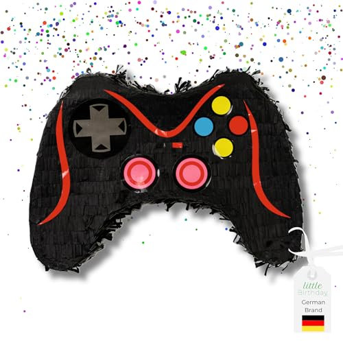 LITTLE BIRTHDAY | Games Pinata | Piñata Geburtstag Mädchen und Junge | 30x42x9cm | Süssigkeiten Kindergeburtstag | Pinata ohne Füllung | Zum Befüllen | Games Geburtstag für die Motto Party