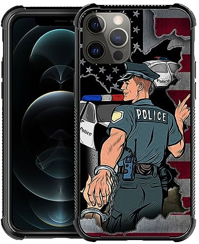 DAIZAG Kompatibel mit iPhone 14 Polizei Amerikanische Flagge Handyhülle Stoßfest Weiche TPU Handyhülle Cover für iPhone 14