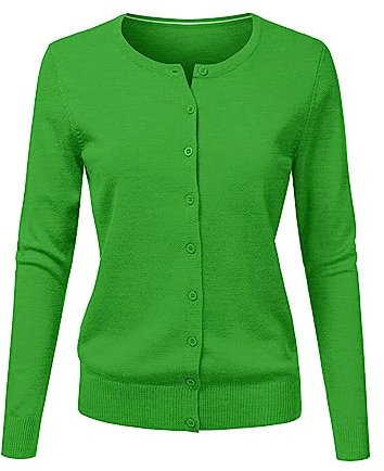 CHENSIYU Strickjacke Damen Cardigan Elegant Einfarbig Kurz Strickmantel Pullover Herbst Winter Strickpullover Jacke mit Knopf (Green, S)