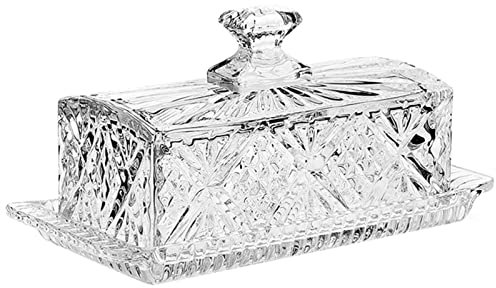GLigeT Cloche à Beurre Enbossment Boîte à Beurre en Verre avec Couvercle Beurrier Conteneur Transparent Magnifique Beurre Récipient Alimentaire for la Maison Hôtel Restaurant Bar Bol à Beurre