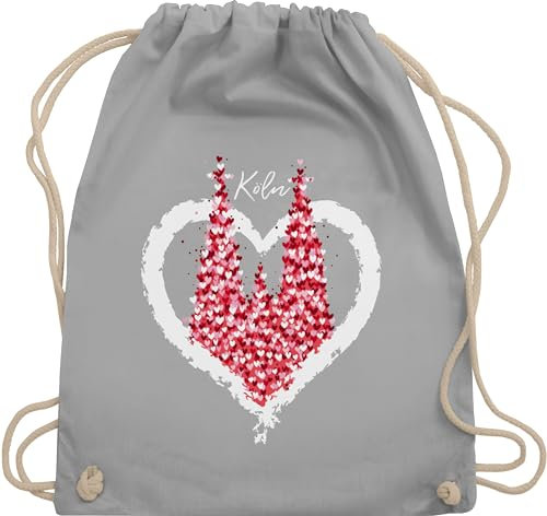 Shirtracer Turnbeutel Rucksack - & Fasching - Taschen - Kölner Dom Köln Rot Weiss Karneval I - Unisize - Hellgrau - karnevalsbeutel faschings un stoffturnbeutel karnevalstasche karnevals rut tasche