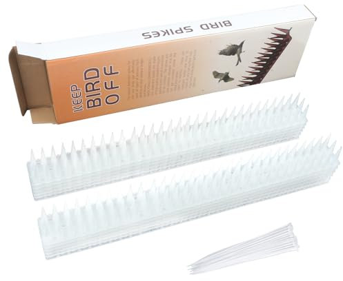 Lifreer 12PCS Fence Wall Spikes Anti Bird Spikes Strips Cat Intruder Deterrent Repellent Outdoor Stab Pigeon Spikes Fence Spikes for Outside Roofs Windows