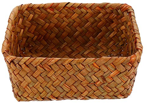 Cabilock 1 Pc Caja De Almacenamiento Tejida Cestas De Almacenamiento De Algas Marinas Bandeja De Mesa Organizador De Bandejas Organizador De Pastos Marinos Mimbre Envase Rota