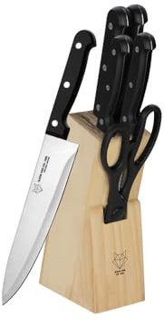 Gustav Voss 7-tlg. Messerblock-Set Kochmesser Tranchiermesser Brotmesser Universalmesser Garniermesser Schere