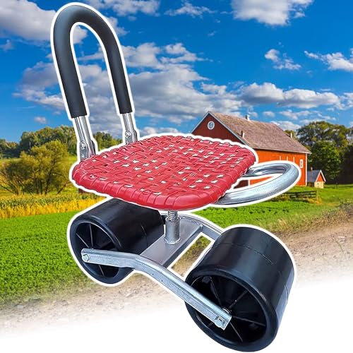 YURCI 360-Grad-Drehsitz, Gartenwagen, Rollender Arbeitssitz mit Rädern, Stabiler Arbeitssitz, Stabiler Wagen, Verstellbare Sitzhöhe, 360-Grad-Drehsitz Auf Rädern
