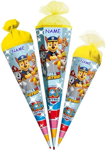 alles-meine.de GmbH Schultüte - P. Patrol - Hunde - 35-85 cm - Größe wählbar - Holzspitze wählbar - inkl. Name - Zuckertüte - Tüll - oder Filzabschluß - eckig/rund - klein & ..