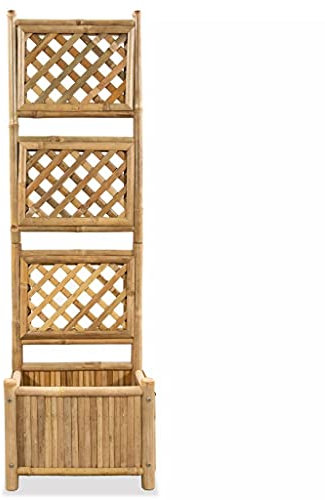 Homgoday Jardinera con rejilla para jardín, cama elevada de jardín con celosía de bambú de 40 cm, jardinera con rejilla para jardín, jardinera de exterior, jardinera de balcón