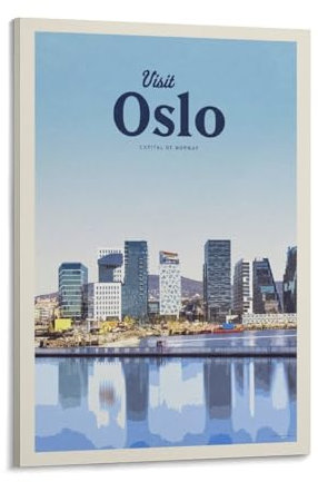 Jdjdu Oslo-Vintage-Reiseposter, Geschenk, Wanddekoration, Malerei, Poster, Leinwand, Kunstposter