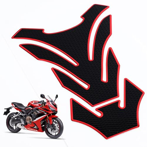 Adesivo 3D per Serbatoio Moto, Adesivi in fibra di Carbonio per Serbatoi e Coperture Carburante e Gas, Forma a Lisca di Pesce, Nero Rosso