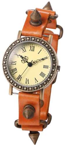Silverora Armbanduhren Herren Damen Gothic: Retro Nieten Analog Quarz Uhren mit Genähtes Spikes Lederarmband Punk Antike Damenuhr Herrenuhr mit Römische Ziffernskala Geschenke für Männer Frauen