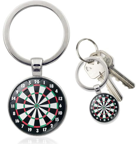 Ceeyoll Dartscheibe Schlüsselanhänger, Schlüssel Dartscheibe Silber, Schlüsselanhänger Dart, Schlüsselanhänger Dartscheibe, Für Dart-Enthusiasten, Schlüssel Zum Aufhängen