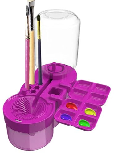 Paint Brush Washer, Water Cycle 5-In-1 Paintbrush Rinser with Drain Paintbrush Cleaner, Art Supplies with Brush Holder Multifunctional Washable Painting Tools for Kids