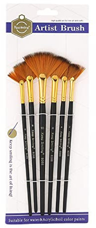 6Pack Nylon Hair Art Paint Brushes Fan Tips Anti-Shedding For Acrylic Oil Watercolor Face Rock Painting Art Student