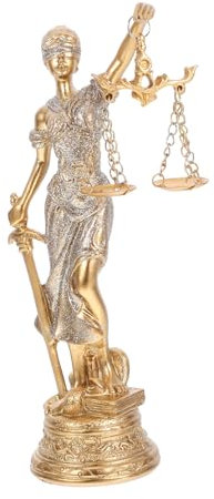 Cabilock Themisk Göttin Statue Aus Resin mit Gold - Griechische Gerechtigkeit Skulptur, BronzeskulpturJustitia Figur für Anwaltskanzlei, Deko für Büro und Zuhause