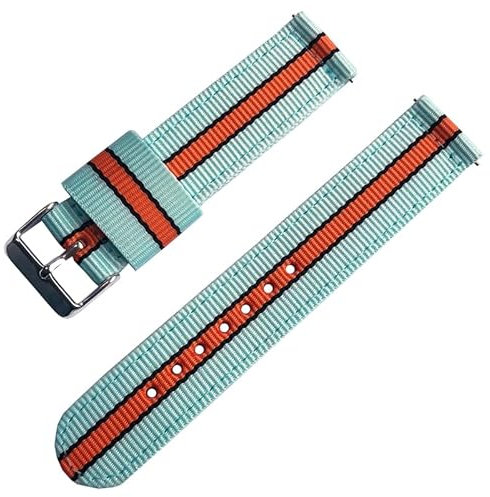 Natos.com - Zweiteiliges Unisex Leinwand wie NATO-G10-Uhrenarmband mit Edelstahl-Metallschließe auch für smartwatch - Orange - 20 mm