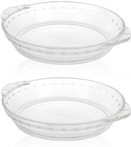 STARVAST 2 Pack Pie Pans for Baking, 9 Inches Glass Baking Dishes, Round Pie Plates with Handles Easy Grab Pie Dish for Apple Pie, Pumpkin Pie, Pot Pies
