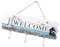 LOVIVER Crochets de Montage Mural Peints Welcome Porte-Manteau décoratif en Bois Installation Facile Cintre Polyvalent pour vêtements Suspendus pour Chambre à, Bleu