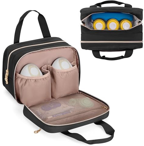 Damero Wearable Breast Pump Bag Compatible with Elvie, Willow and Momcozy Breast Pump, Carrying Case for Hand-Free Wearable Breast Pumps, Pump Parts and More, Black