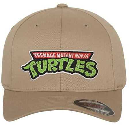 TEENAGE MUTANT NINJA Turtles Offizielles Lizenzprodukt TMNT Logo Flexfit Baseball Cap (Khaki), Small/Medium